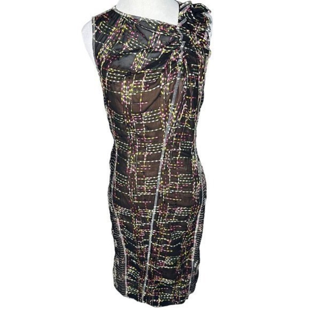 Byron Lars Beauty Mark Embroidered Textured Floral Sleeveless Dress Size 2 Party